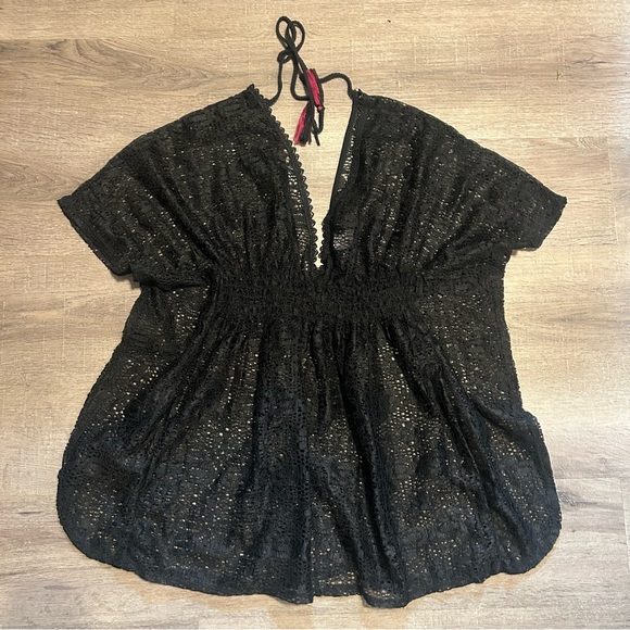 Xhilaration Black Crochet Swim Coverup L EUC - Picture 1 of 3
